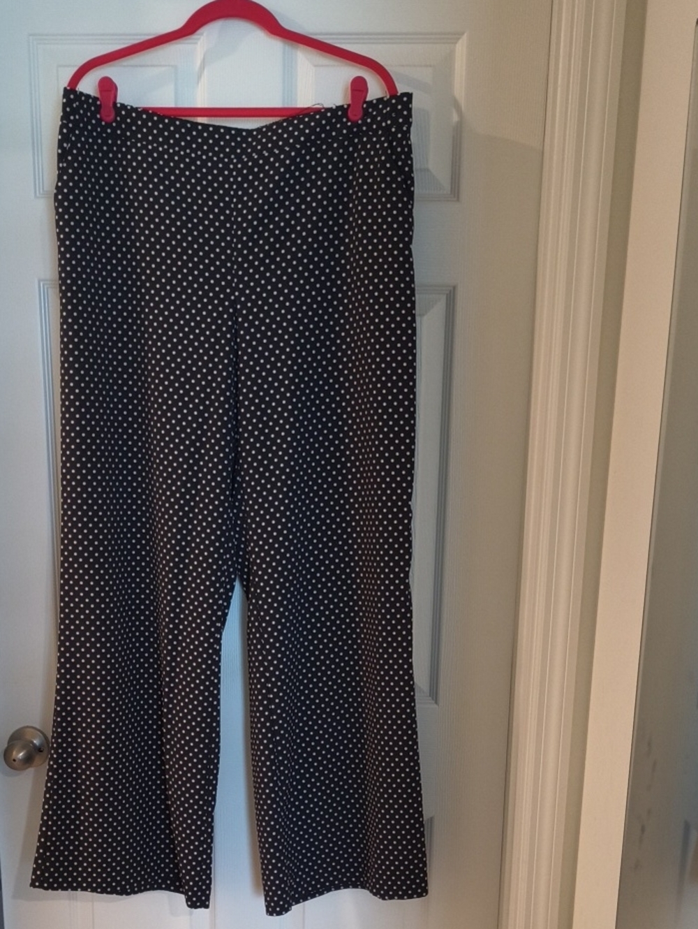 New York & Company Black Wide-Leg Polka Dot Pants